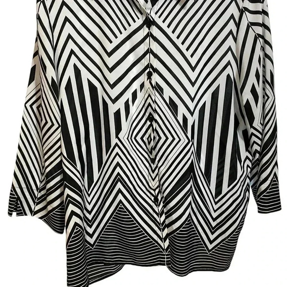 VGT Alfred Dunner 80s Women's Blouse Button Down Psychadelic Geometric Print 16 - Picture 3 of 15